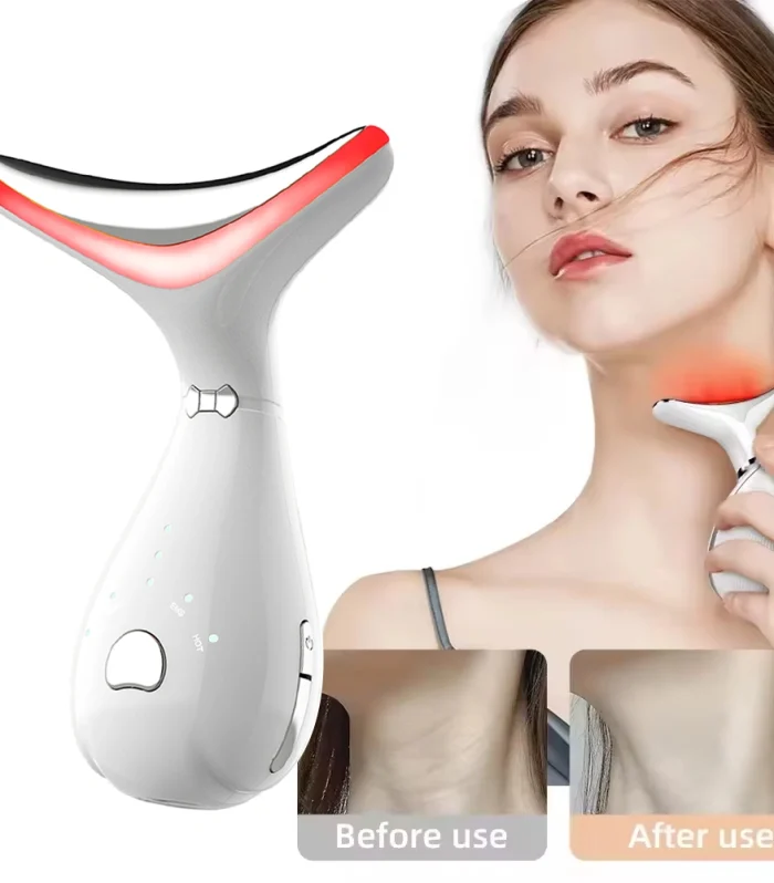 4-in-1 Neck & Facial Massager LED, Heat, Vibration & EMS for At-Home Skincare