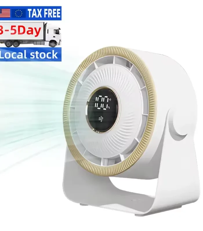 Rechargeable Cyclone Fan, 360° Rotation & Wall Mountable, Quiet Desk Fan