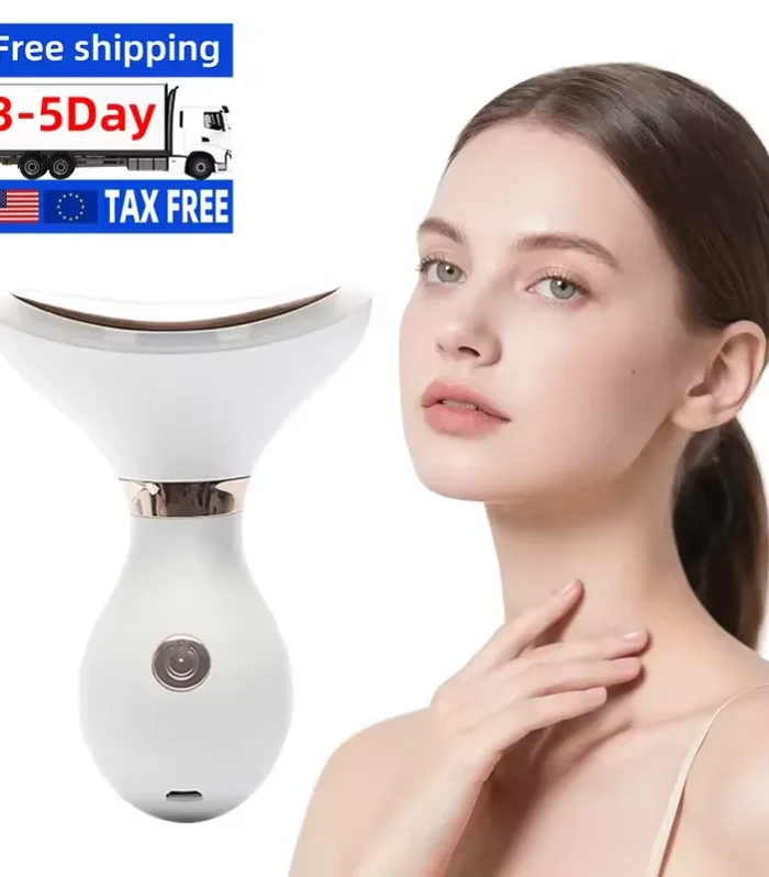 LED Facial & Neck Massager with Sonic Vibration, 3 Modes for Skincare